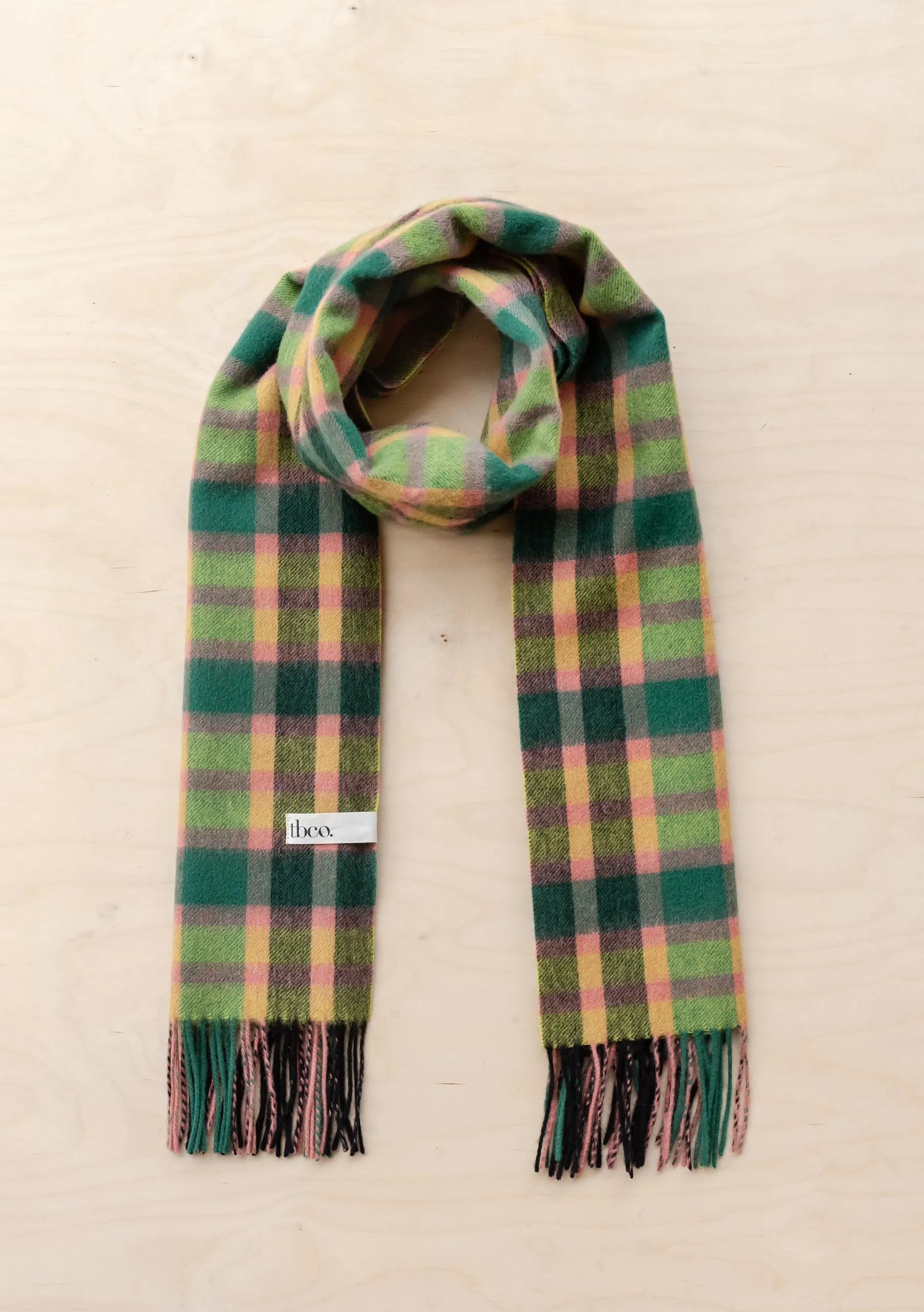 Lambswool Scarf in Lime Multi Check