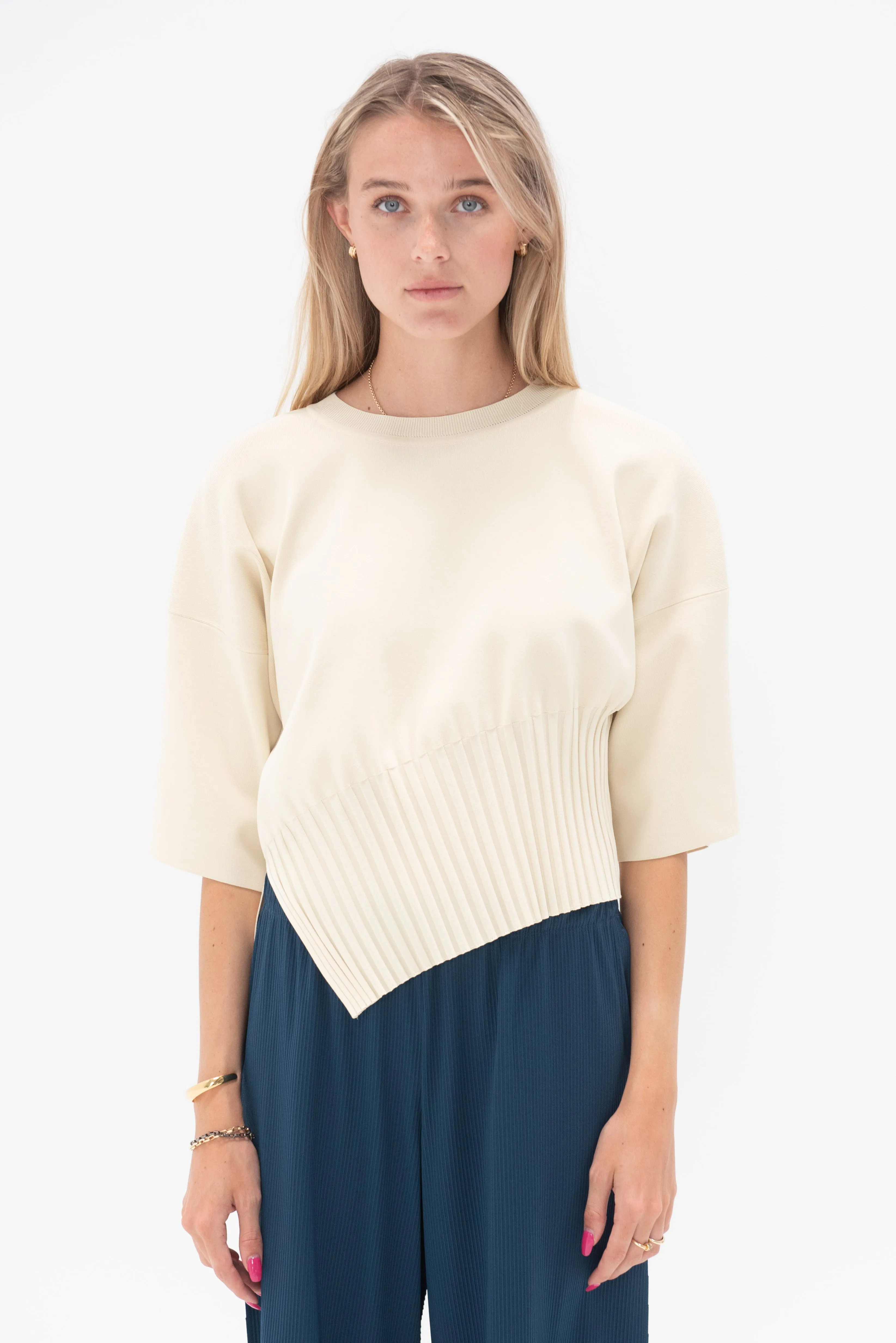 Lithe Knit Top, Cream