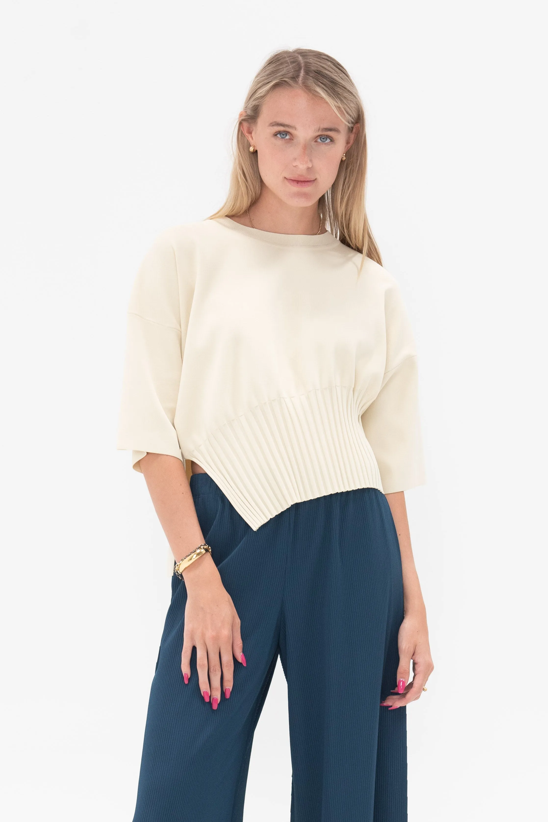 Lithe Knit Top, Cream