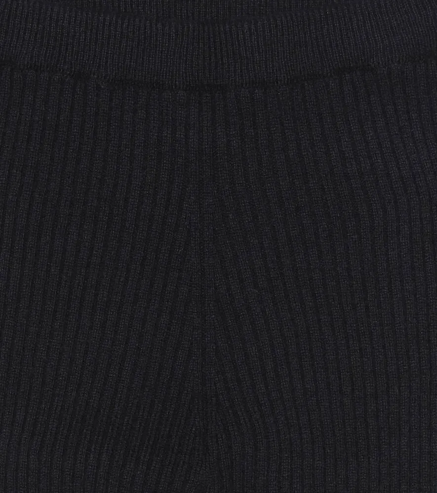 Loro Piana Comfortable Ribbed Cashmere Leggings, Blue