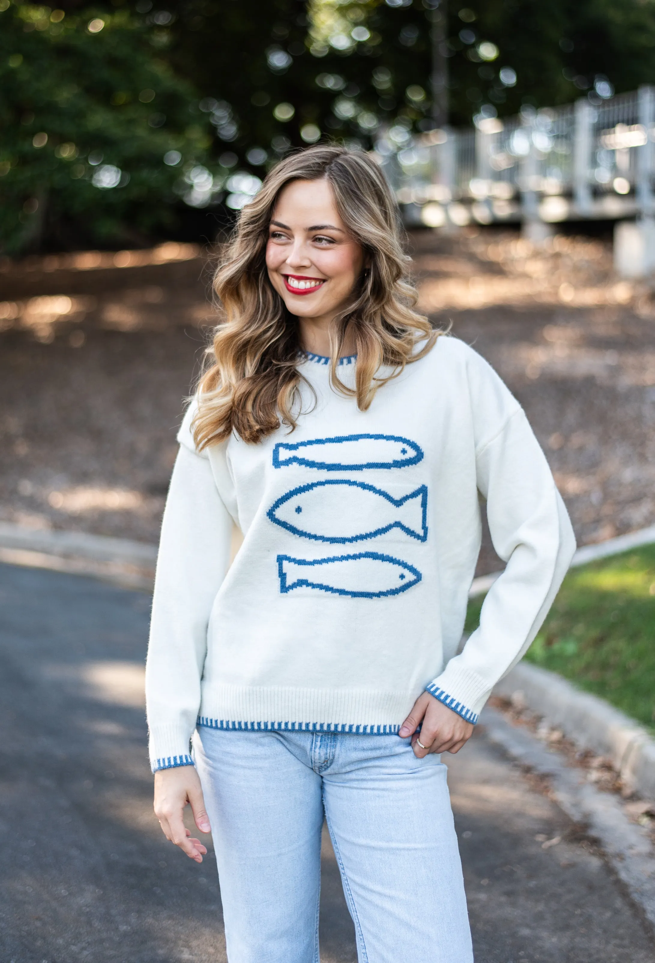 Marina Jumper |  White- Blue