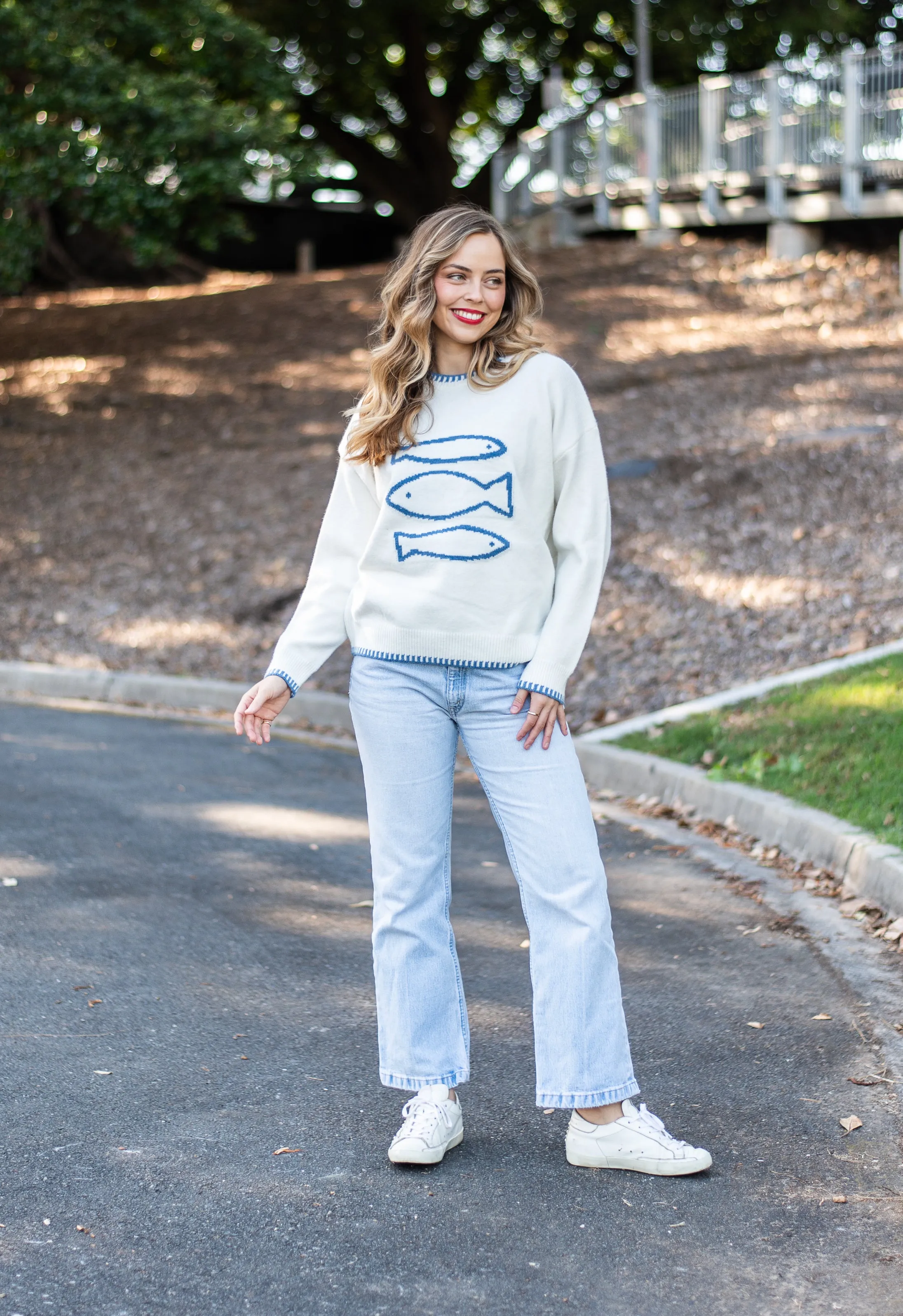 Marina Jumper |  White- Blue