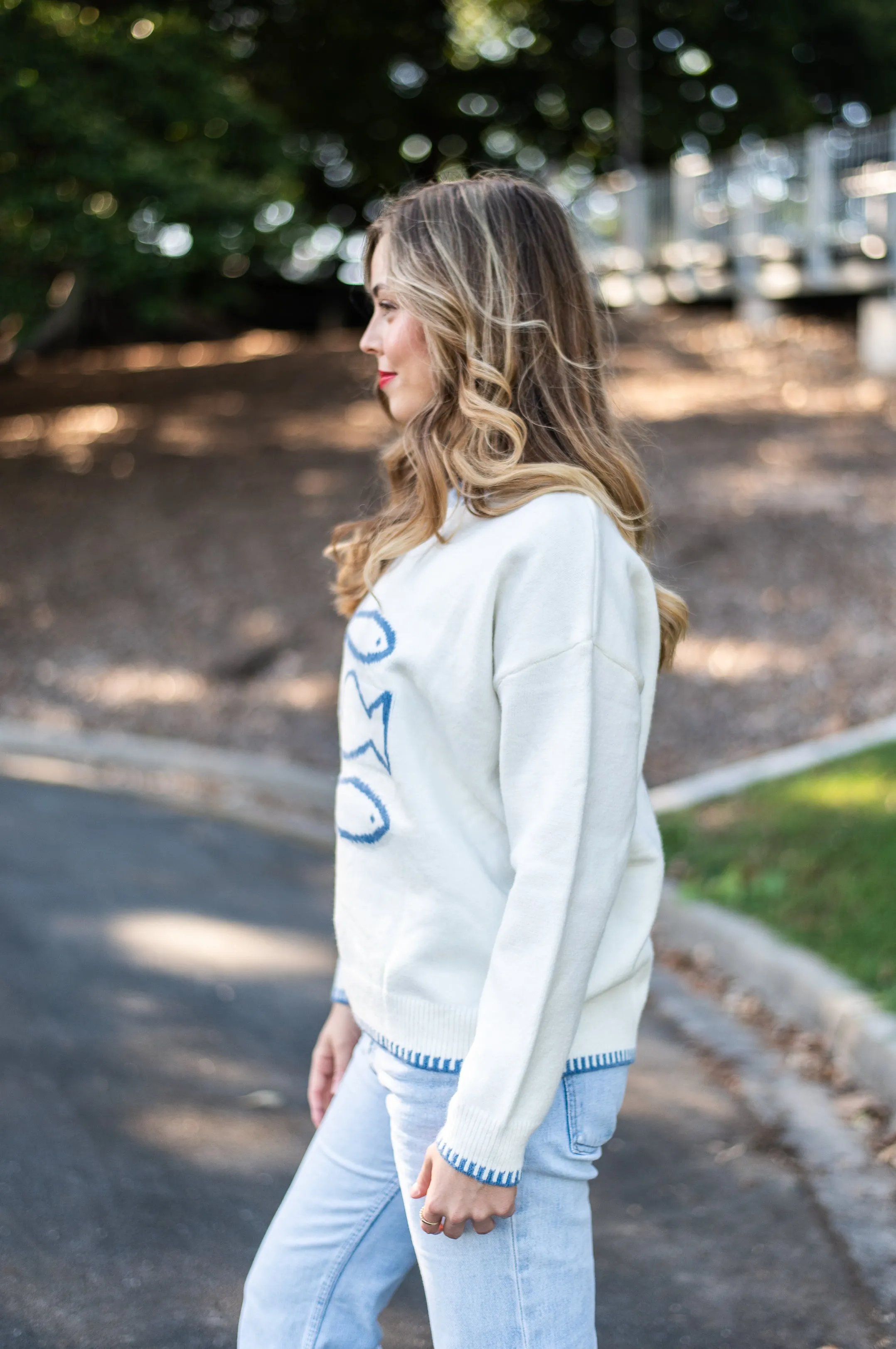 Marina Jumper |  White- Blue