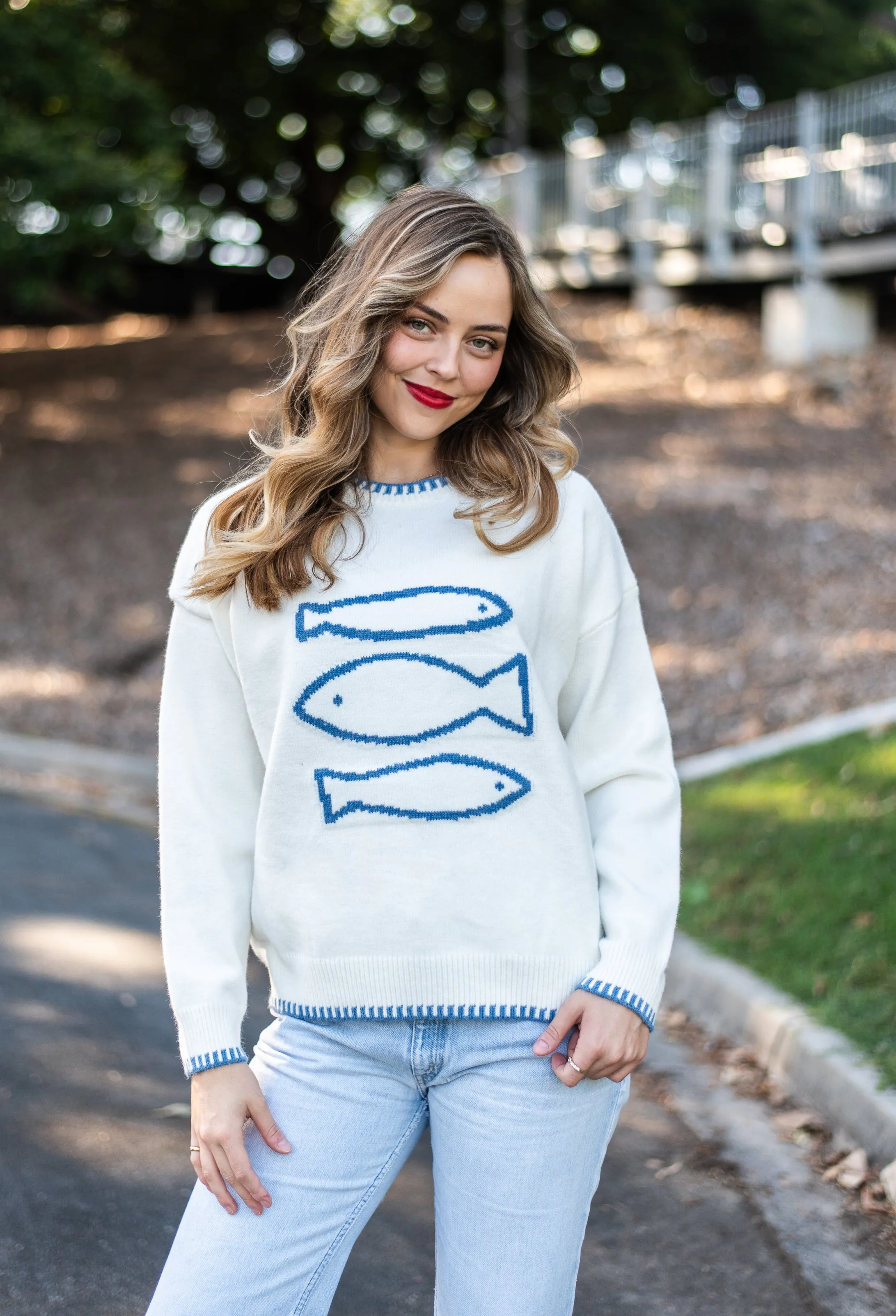 Marina Jumper |  White- Blue