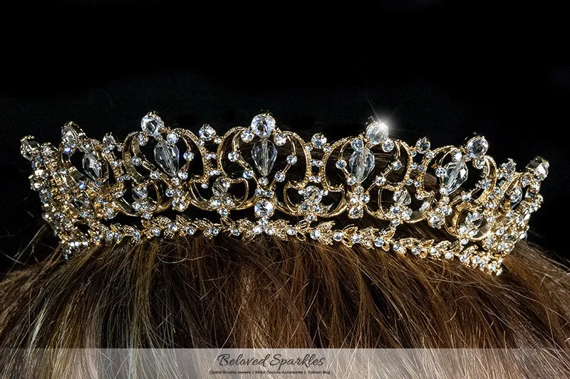 Marissa Vintage Art Deco Gold Tiara | Swarovski Crystal