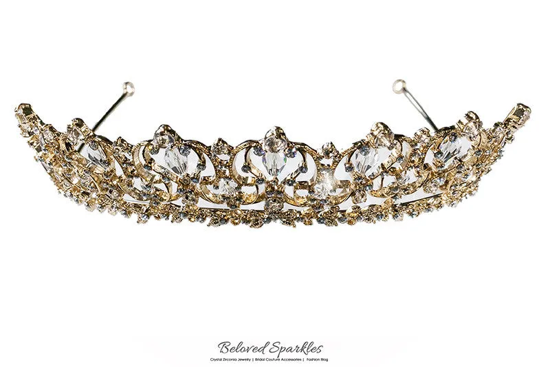 Marissa Vintage Art Deco Gold Tiara | Swarovski Crystal