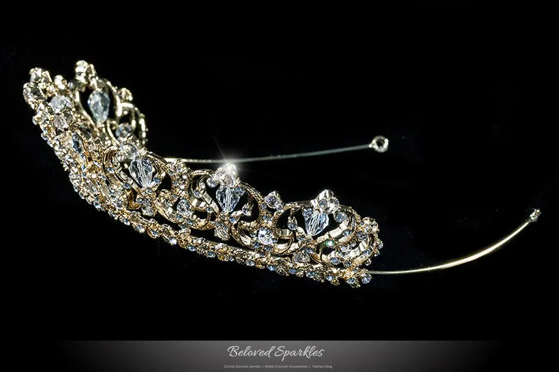 Marissa Vintage Art Deco Gold Tiara | Swarovski Crystal