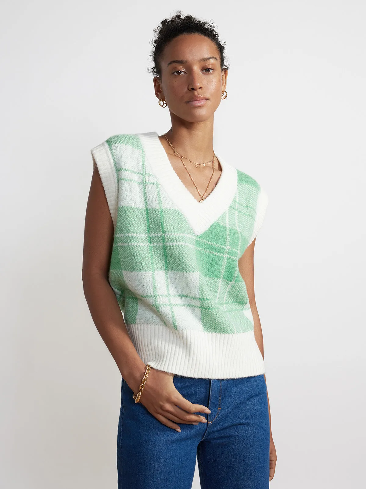 Meadow Green Check Knit Vest