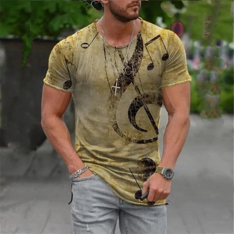 Men Printed Front Design Crew Neck Vintage Short Sleeve T Shirts