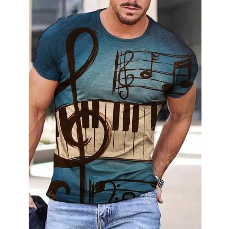 Men Printed Front Design Crew Neck Vintage Short Sleeve T Shirts