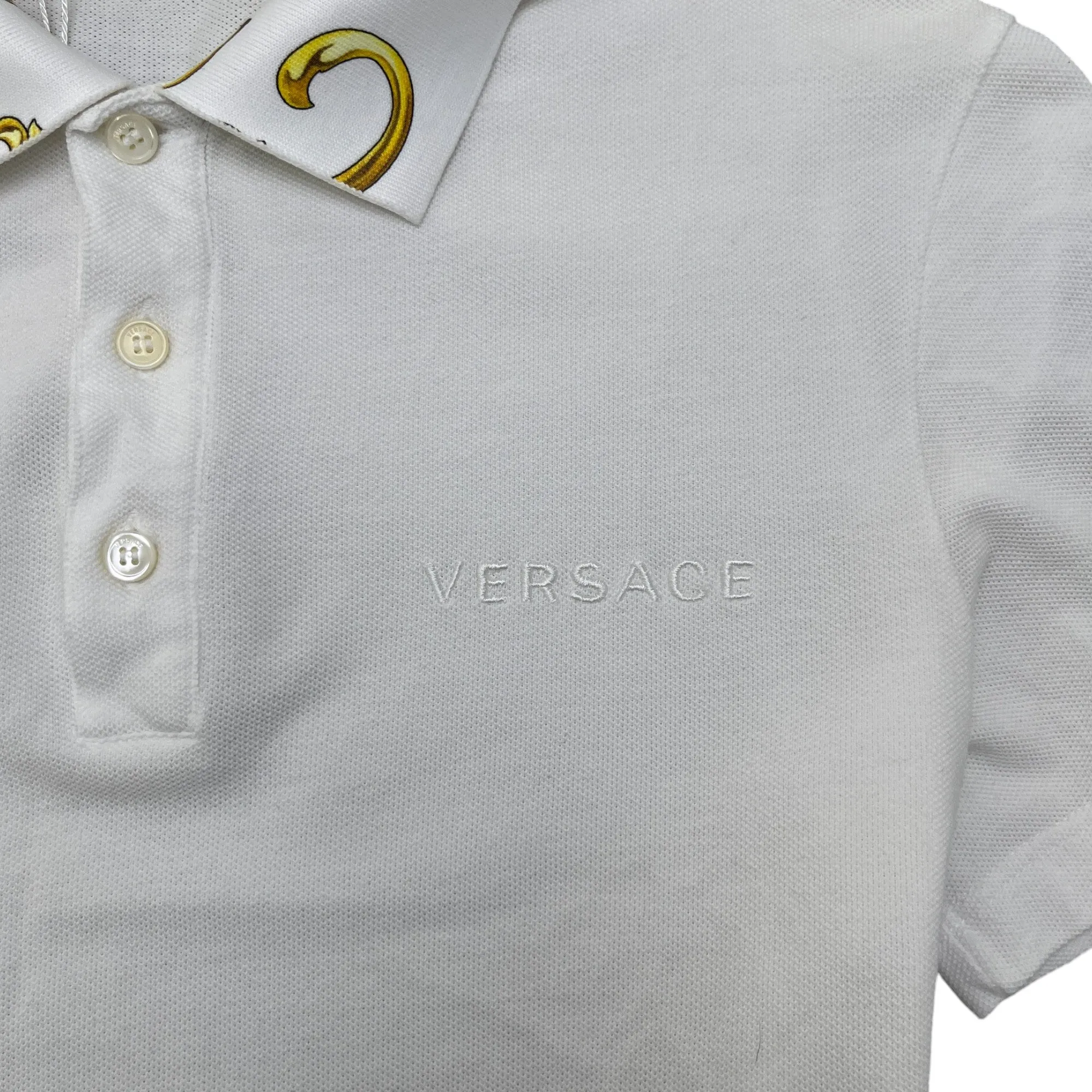 Men's Baroque Embroidered Logo Polo Shirt White Size XS