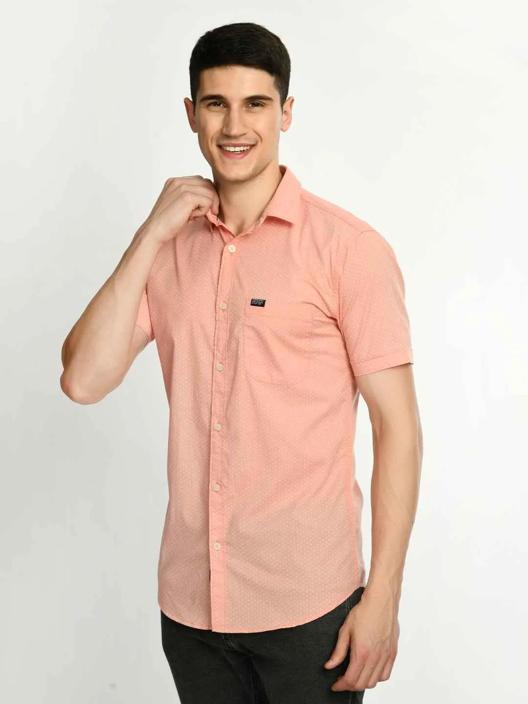 Men's Printed Cotton Short Sleeve Shirt