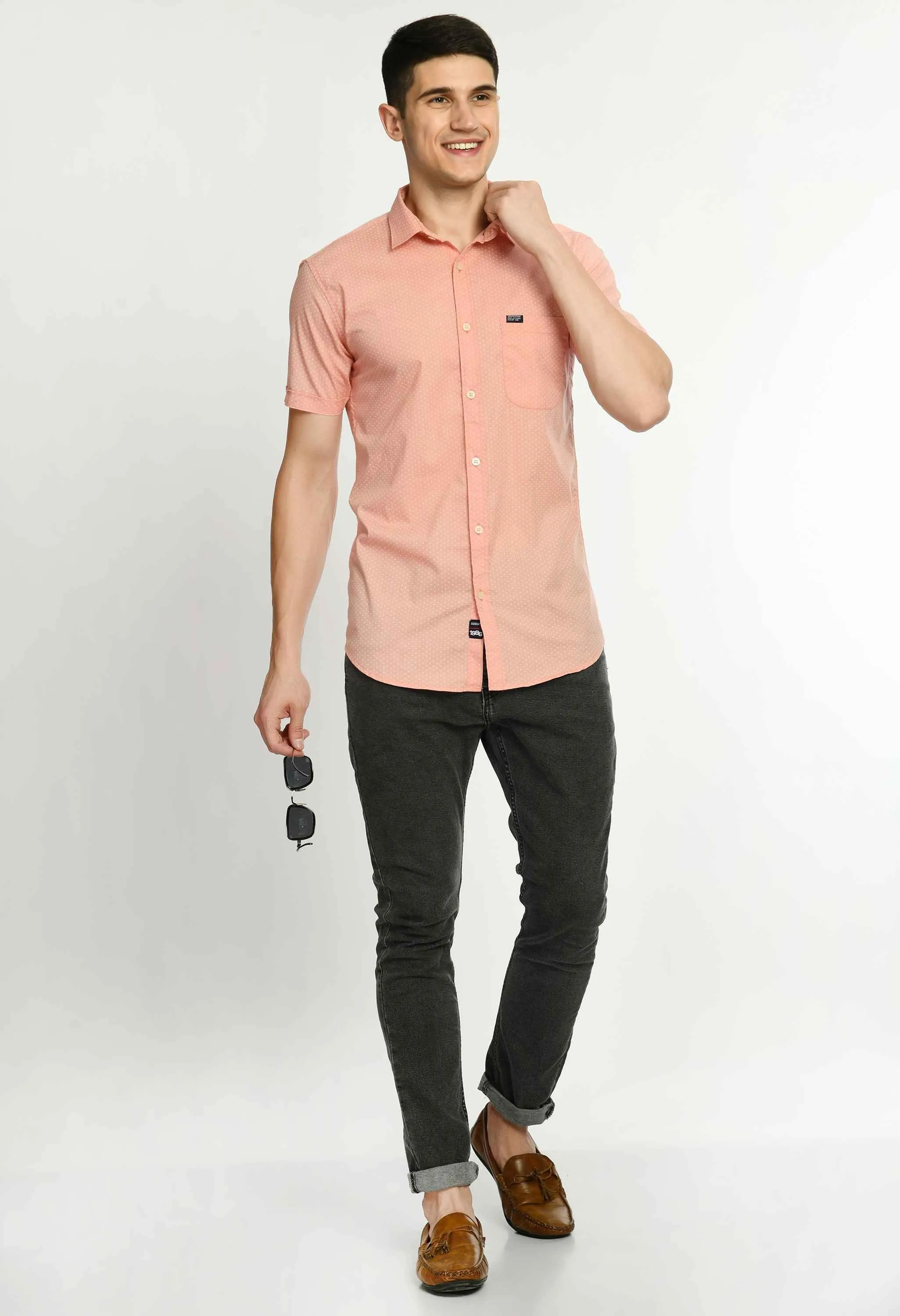 Men's Printed Cotton Short Sleeve Shirt