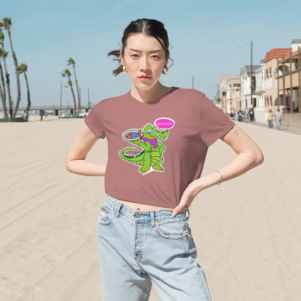 Munchies the Crocodile Women's Flowy Cropped Tee