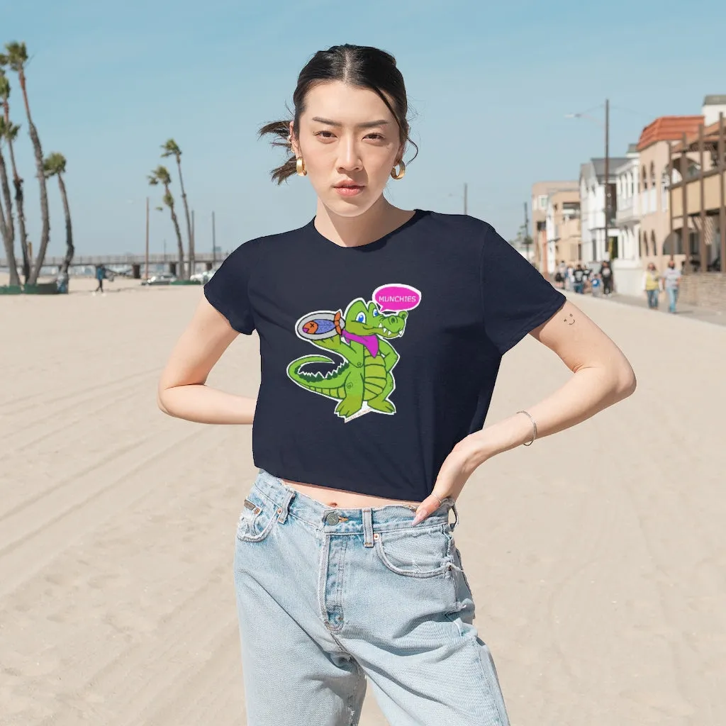 Munchies the Crocodile Women's Flowy Cropped Tee