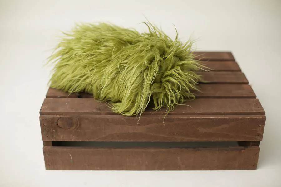 Olive Green Super Long Faux Fur Photography Prop Rug