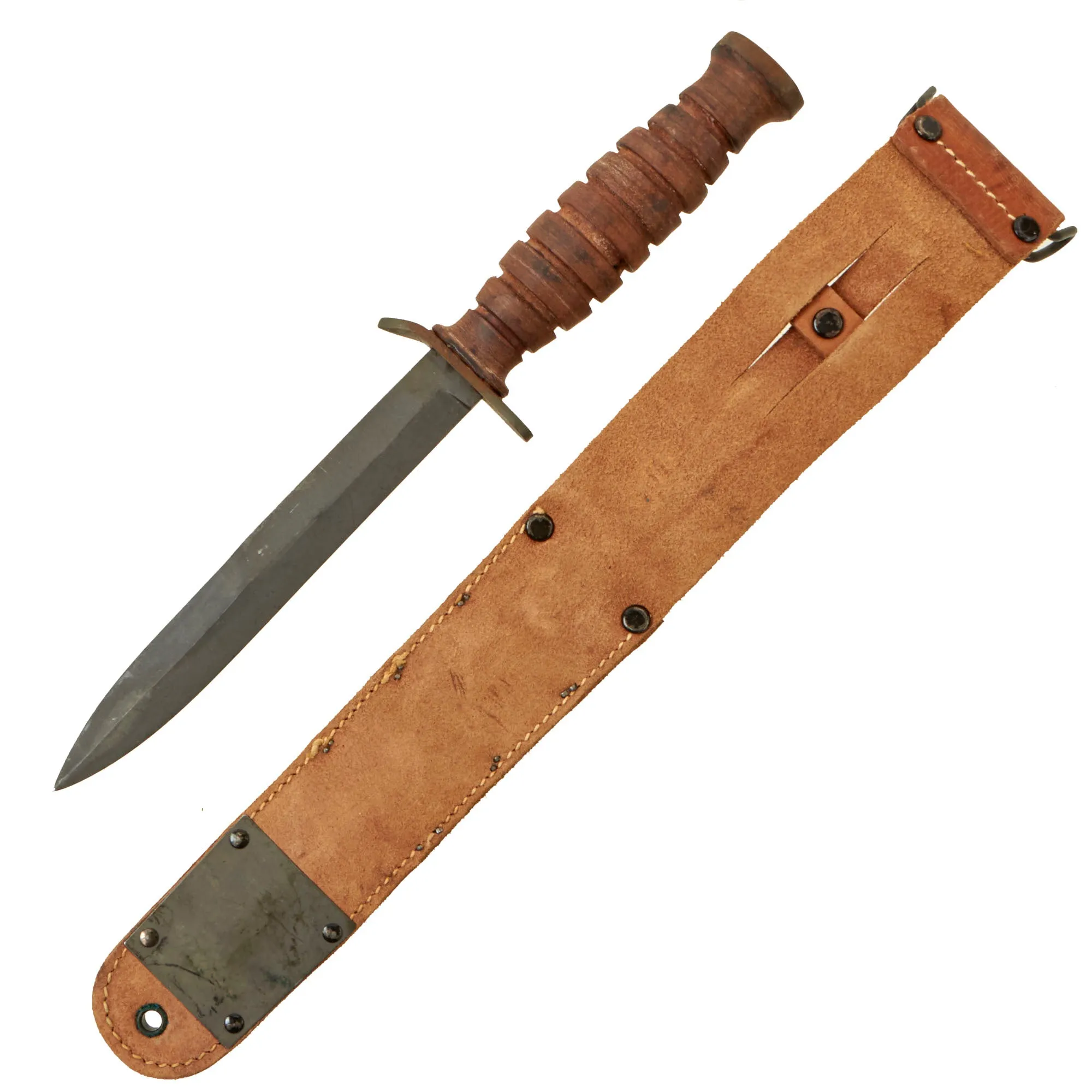 Original U.S. WWII New Old Stock M3 Fighting Knife Blade Marked by PAL with 1943 Dated M6 Scabbard by Barnwood