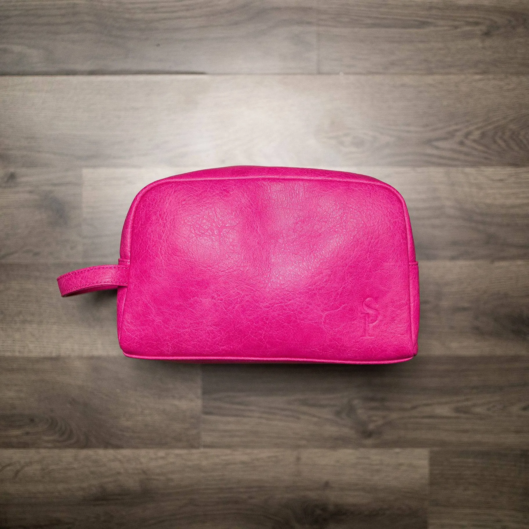 Pink Leather Toiletry Bag