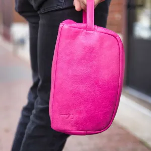 Pink Leather Toiletry Bag