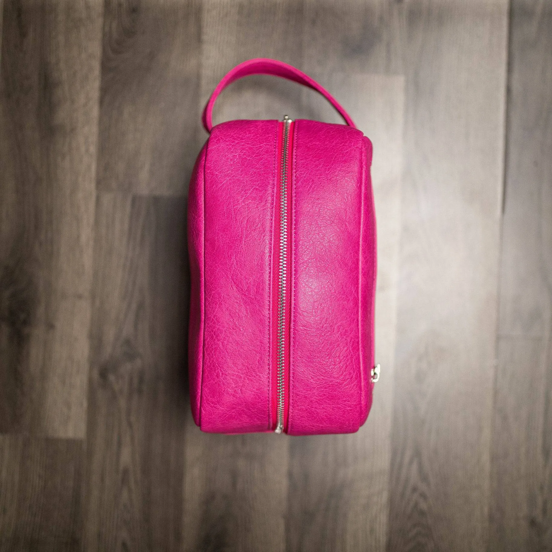 Pink Leather Toiletry Bag