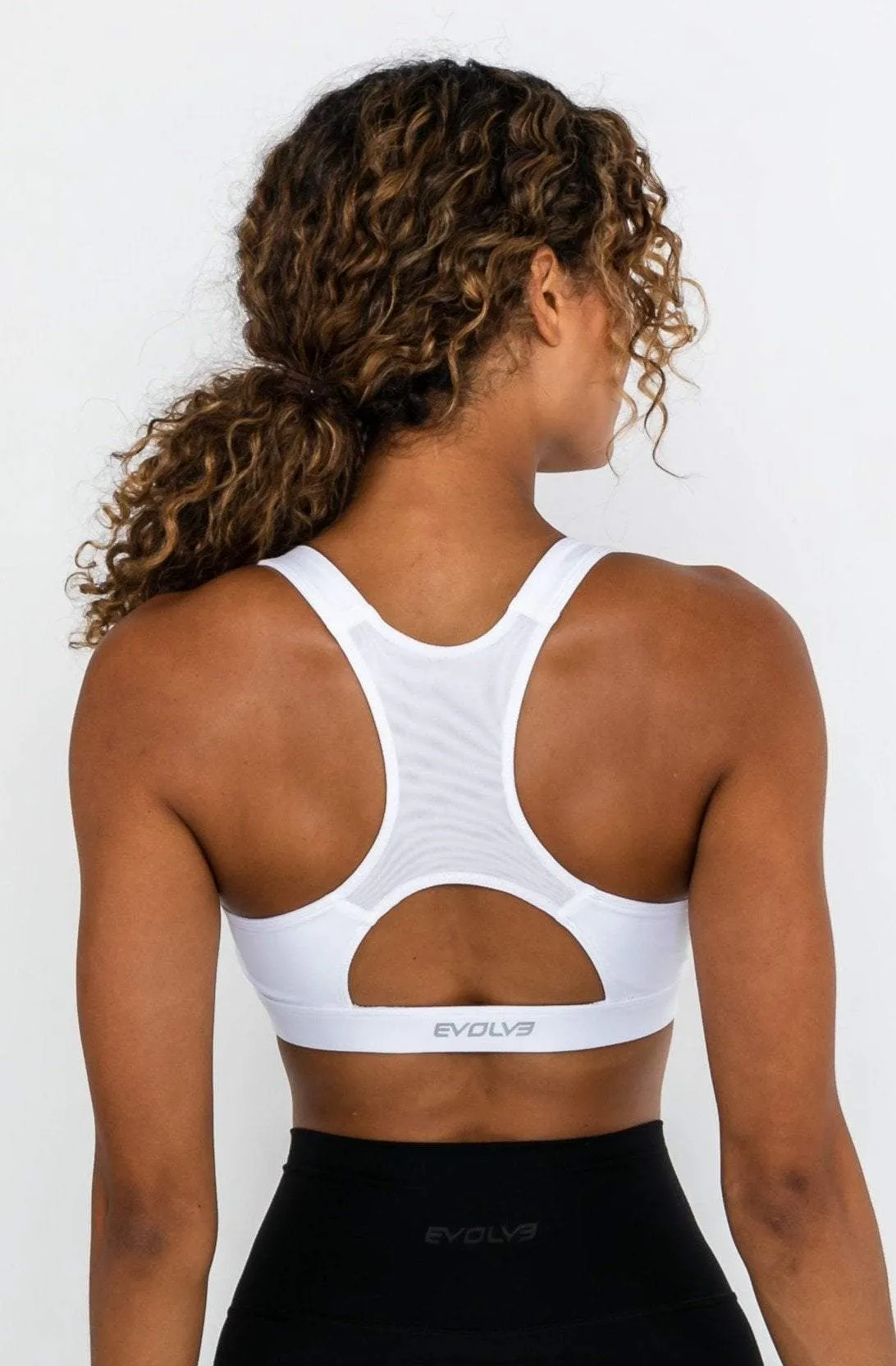 Power Zip Sports Bra - White