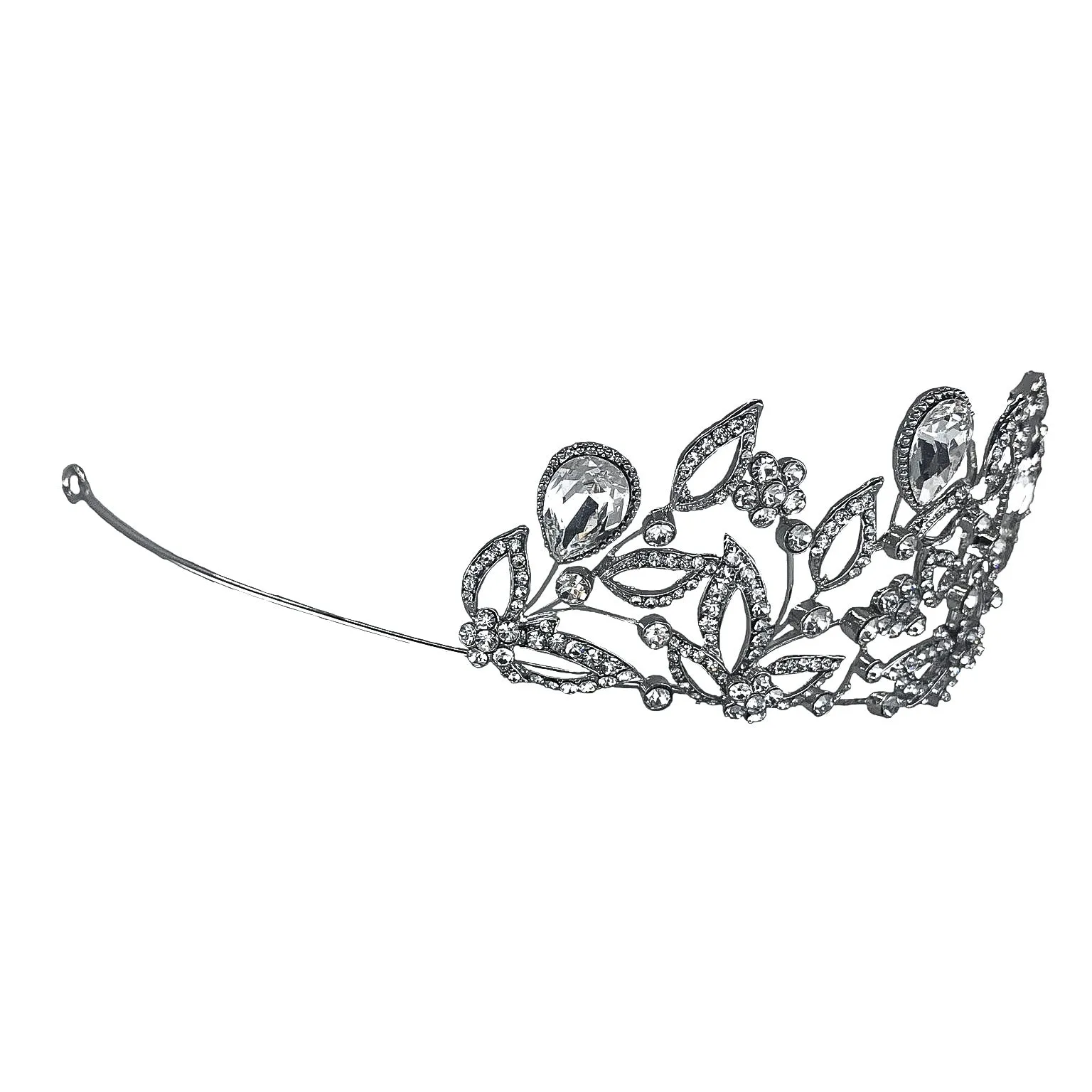 Sabrina Victorian Art Deco Crystal Silver Tiara