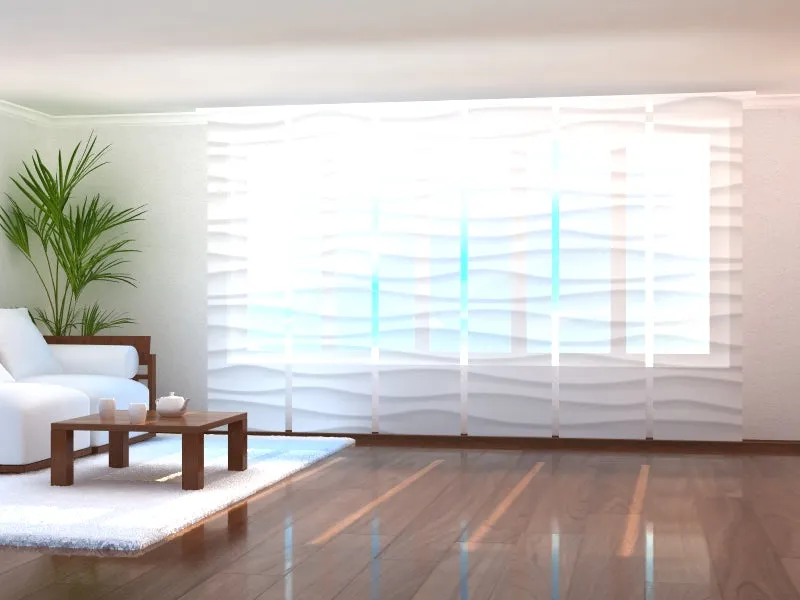 Sliding Panel Curtain Exquisite White Waves