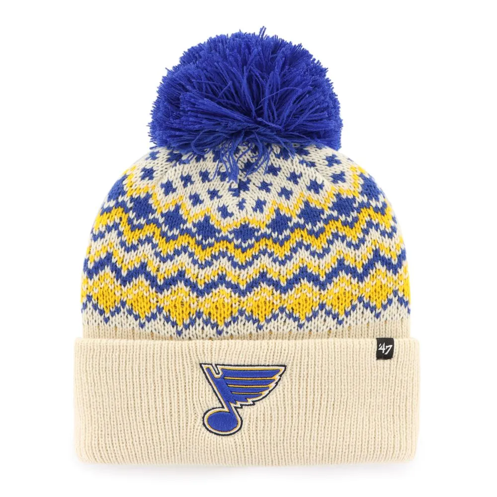 ST. LOUIS BLUES '47 LADIES ELSA STRIPED POM KNIT - NATURAL