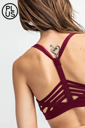 Strappy Crisscross Cage Design with Racerback Sports Bra Bralette