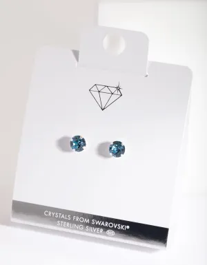 Swarovski Aqua 7mm Stud Earring