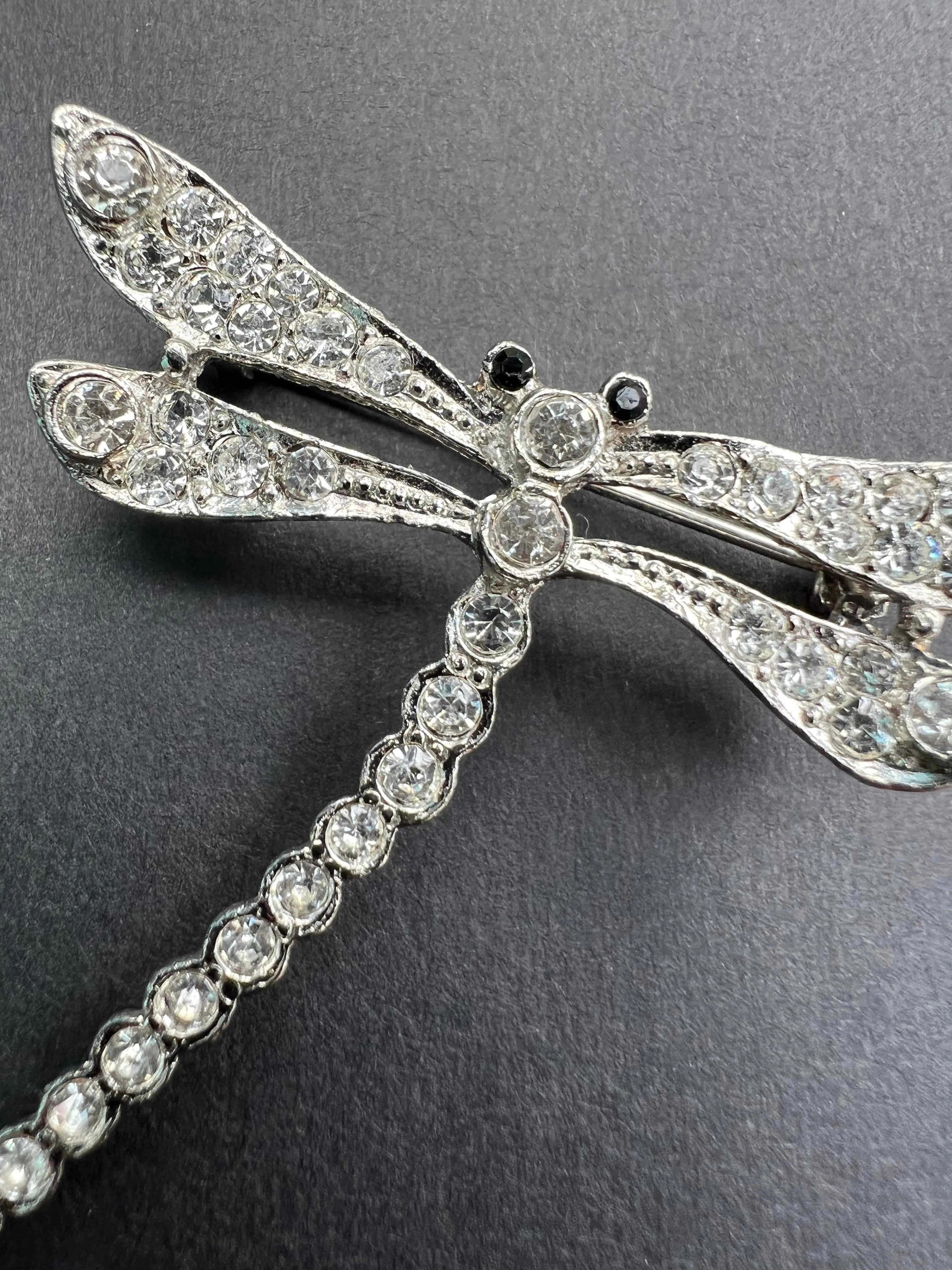 Swarovski Crystal Adorned Big 5cm Vintage Dragonfly Brooch