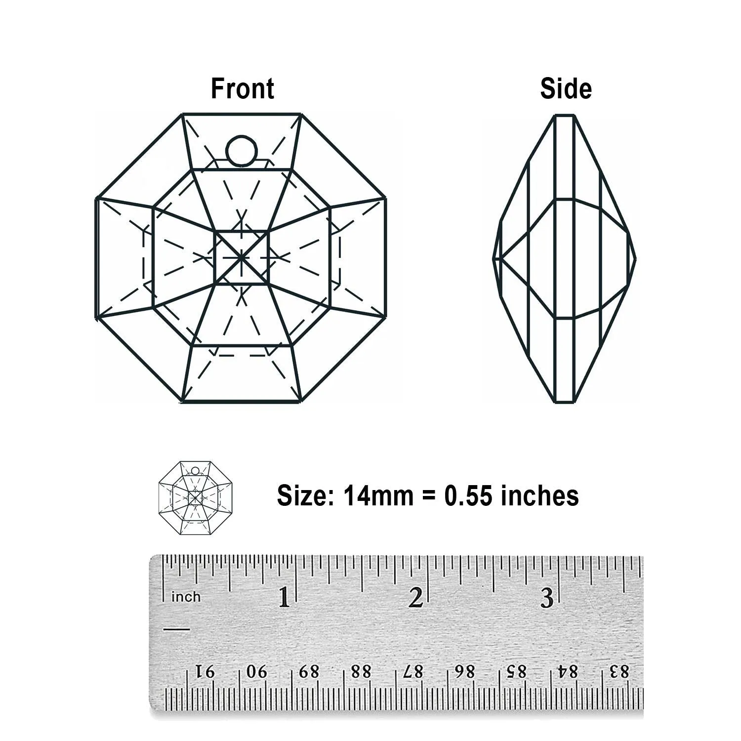 Swarovski Strass Crystal 14mm Rosaline Octagon Lily Prism Two Holes