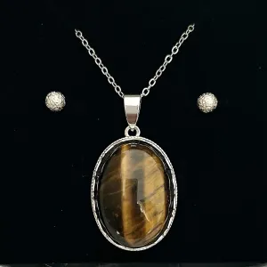 TIGER'S EYE EXQUISITE PENDANT ONLY - FREE CHAIN & EARRINGS