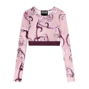 Versace Jeans Couture Chrome Couture Print Pink Crop Top