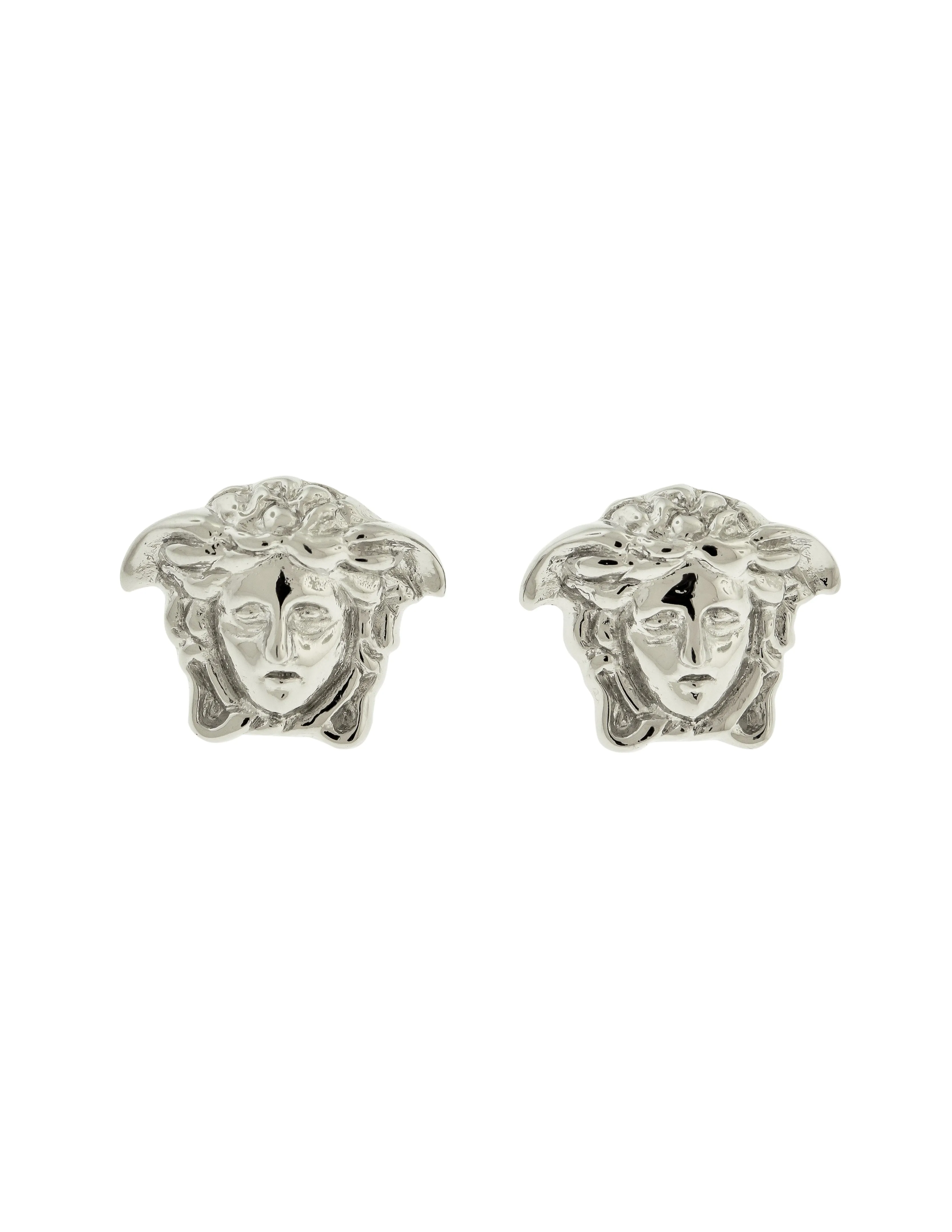 Versace Vintage Silver Medusa Head Stud Earrings