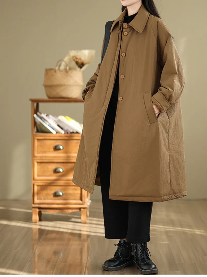 Women's Sleek & Stylish & Cozy Side Pockets Winter Coat